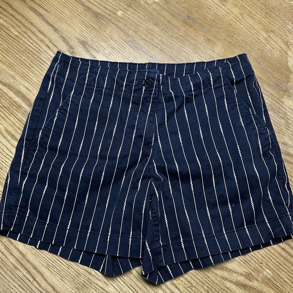 Nautica Blue and White Bermuda Shorts with Pinstripes